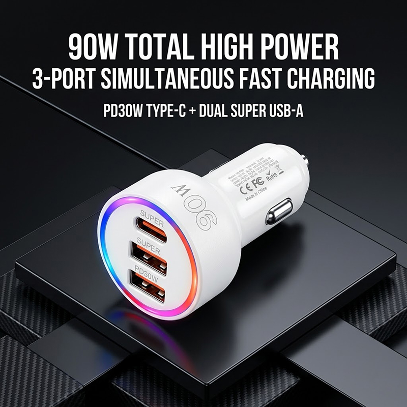 شاحن سيارة بقوة 90 واط مع إضاء - مراجعة Usb C Power Adapter وسعره