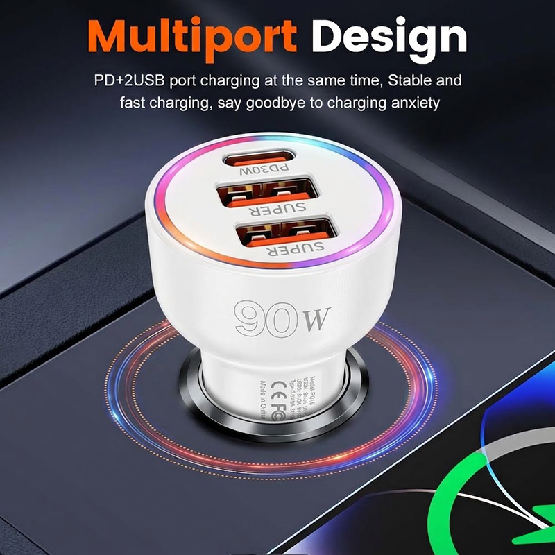 شاحن سيارة بقوة 90 واط مع إضاء - مراجعة Usb C Power Adapter وسعره