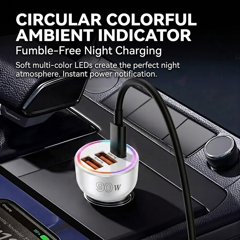 شاحن سيارة بقوة 90 واط مع إضاء - مراجعة Usb C Power Adapter وسعره
