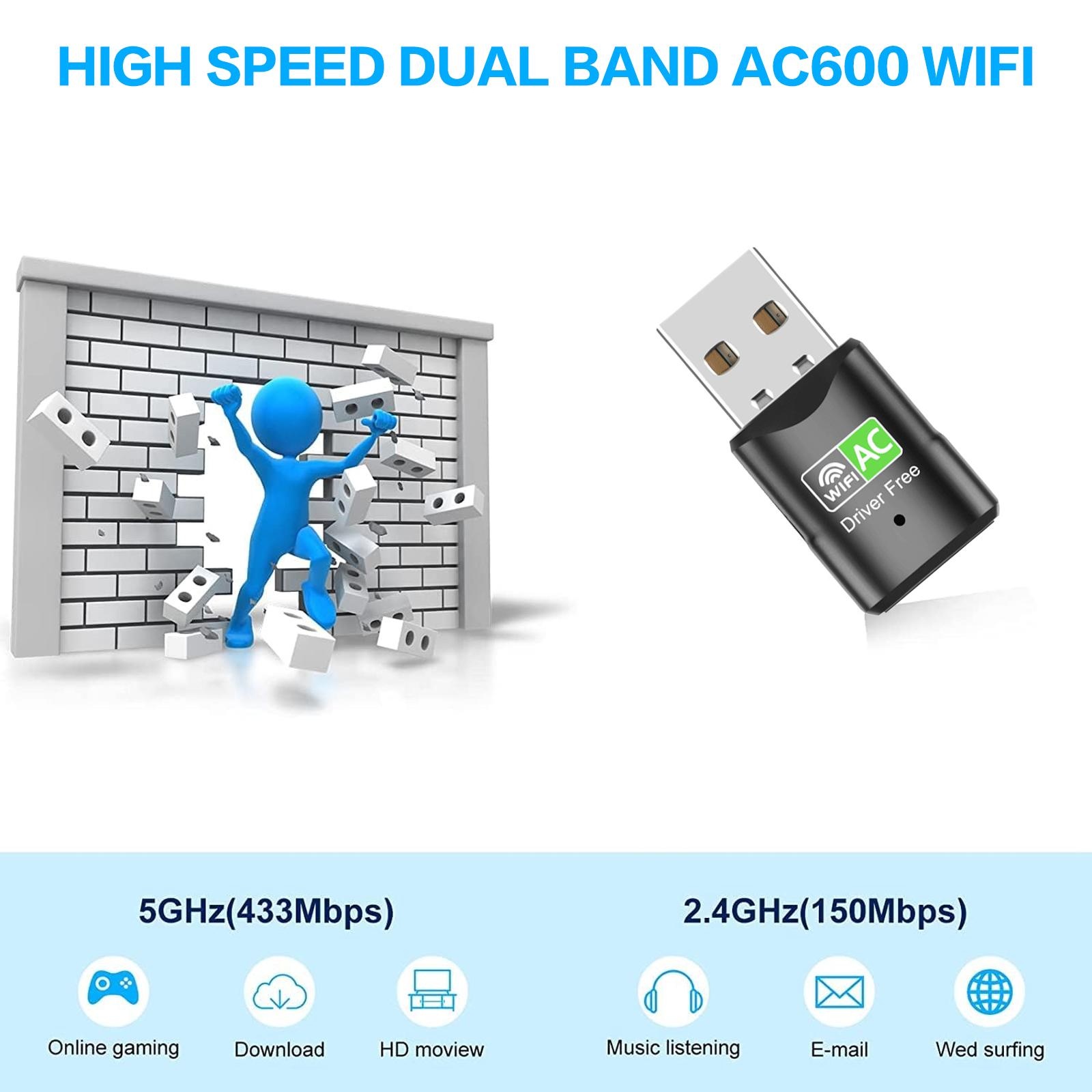 محول واي فاي USB AC600، ثنائي  - مراجعة Laptop Accessories Computer وسعره